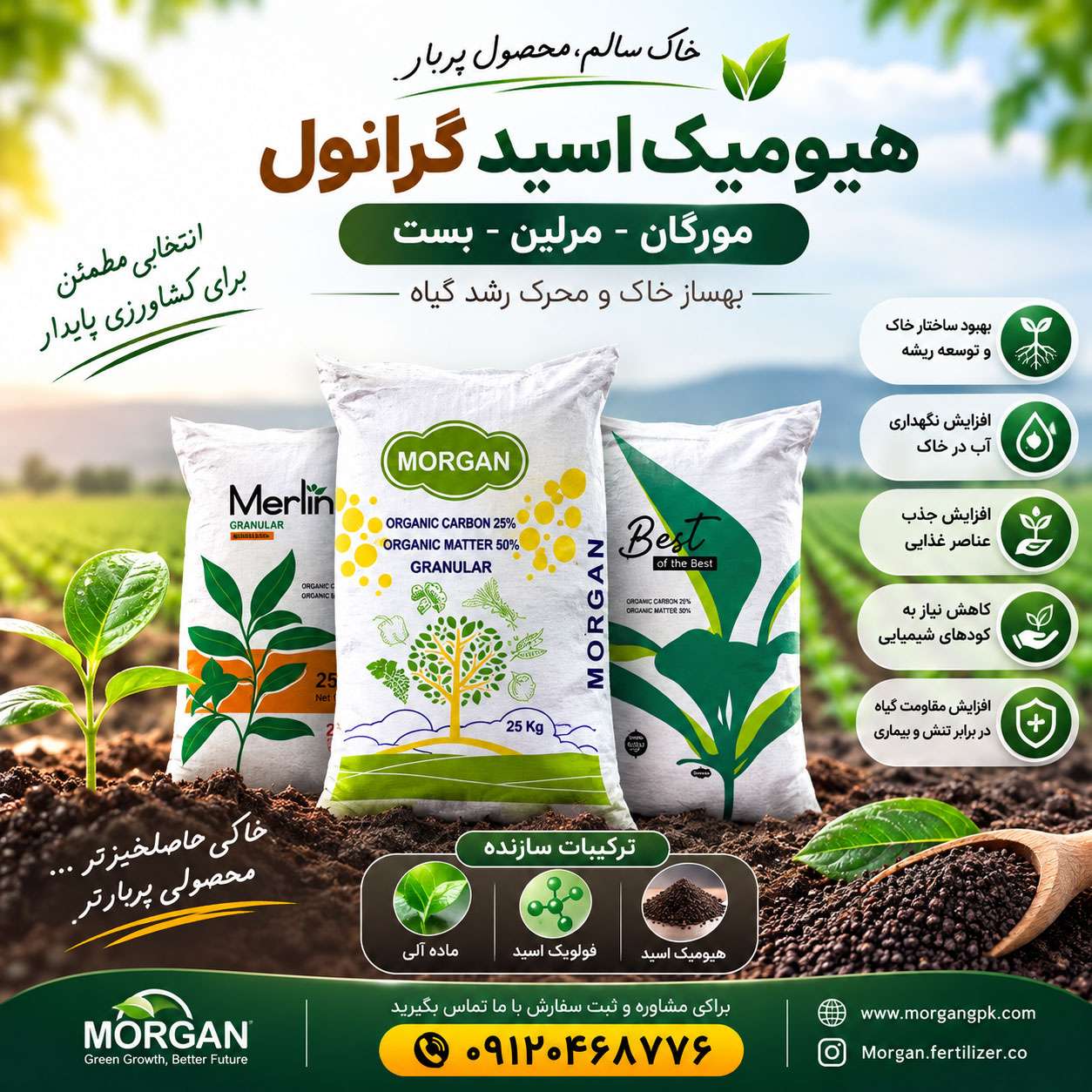 کود هیومیک اسید گرانول مورگان